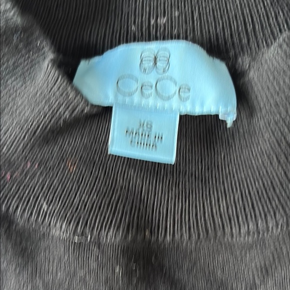 CeCe Black Clip Dot Long Sleeve with Textured Dot Mock Neck Pullover Size XS - Picture 4 of 5